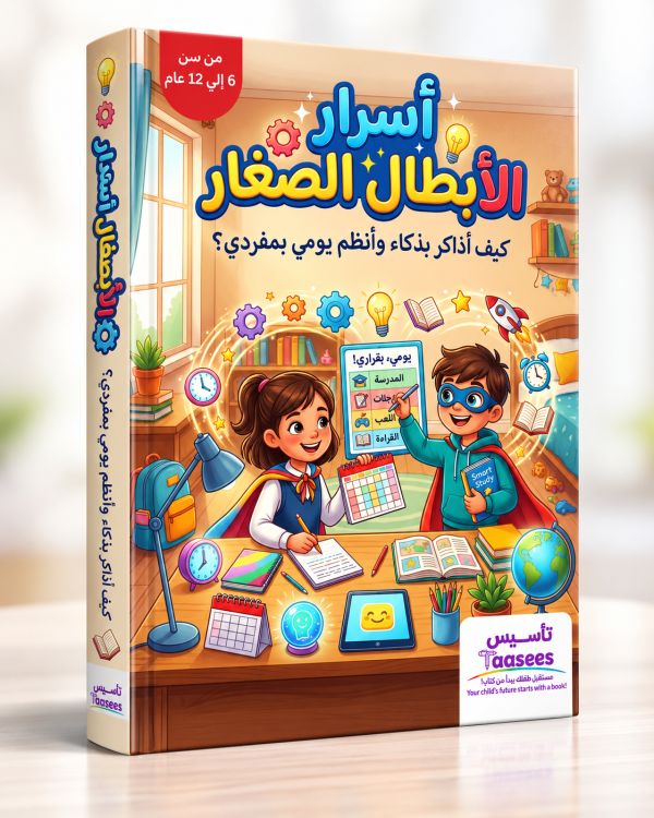 غلاف كتاب أسرار الأبطال الصغار لتعليم تنظيم الوقت والمذاكرة للأطفال من 6 إلى 12 سنة